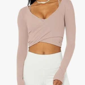 ALO Yoga - AMELIA LUXE LONG SLEEVE CROP - Dusty Pink (S)
